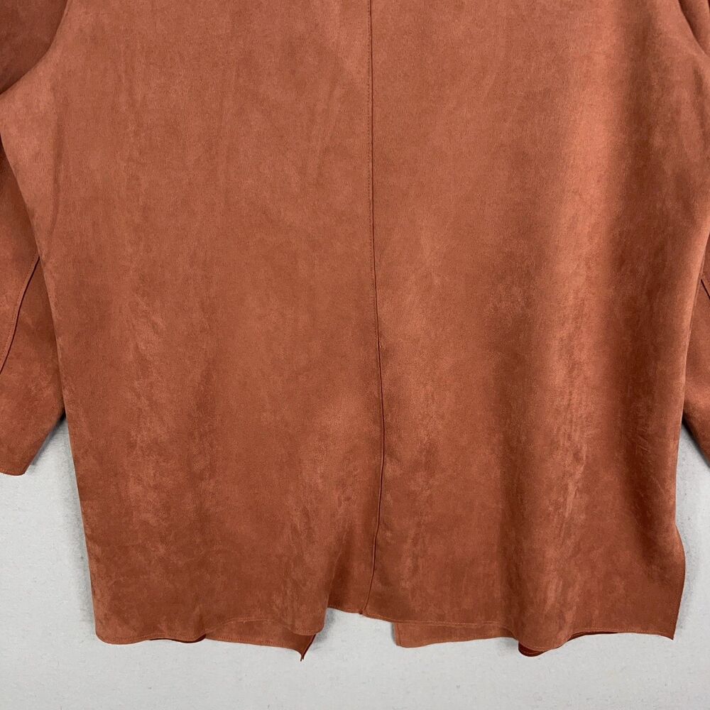 Tahari Jacket Womens 2X Brown Faux Suede Open Soft Minimal Quiet Luxury Autumn - Picture 8 of 14